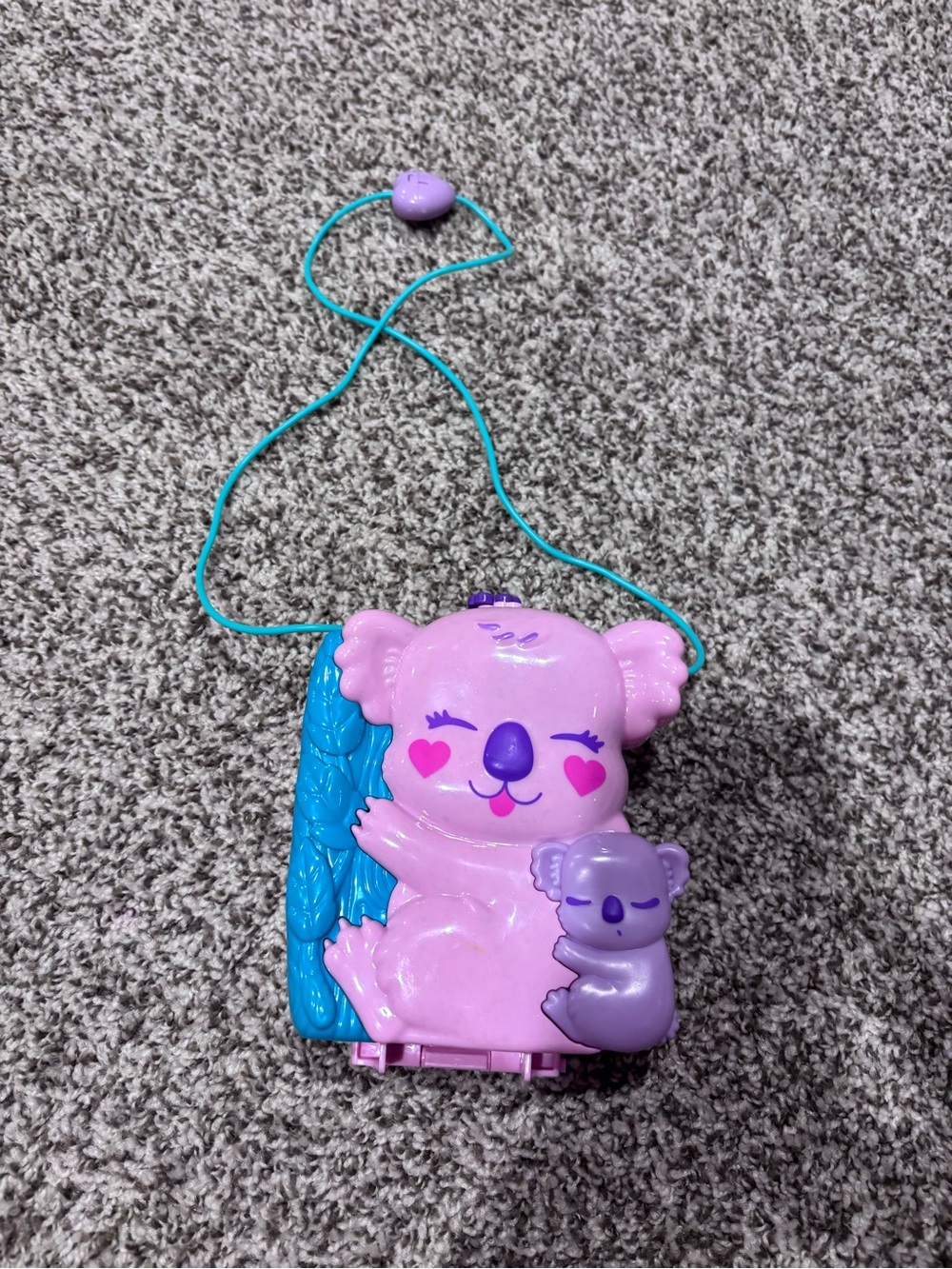 Polly Pocket- Pink & Purple Koala Crossbody Toy Purse with Teal Strap - Kids